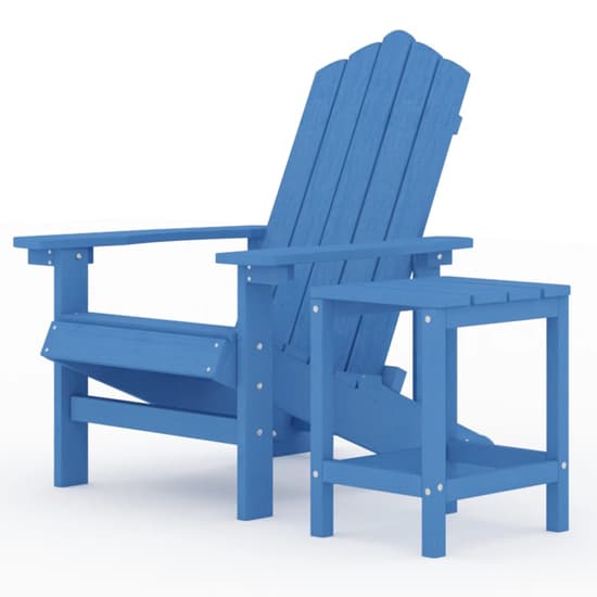 Clover HDPE Garden Seating Chair With Table In Aqua Blue_2