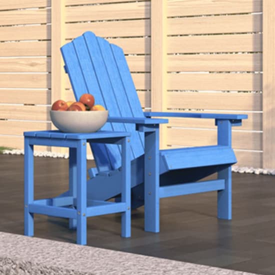 Clover HDPE Garden Seating Chair With Table In Aqua Blue_1