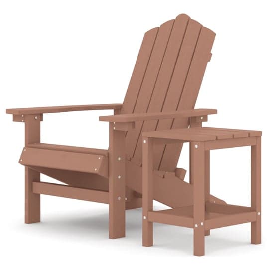 Clover HDPE Garden Seating Chair With Table In Brown_2