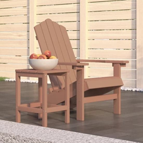 Clover HDPE Garden Seating Chair With Table In Brown_1