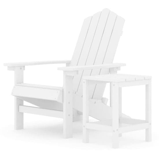 Clover HDPE Garden Seating Chair With Table In White_2