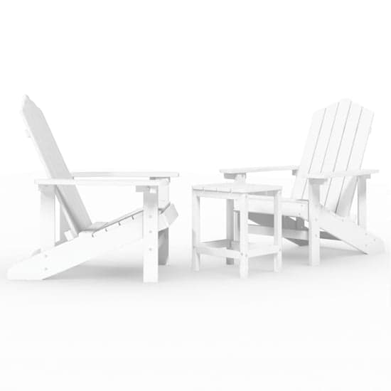 Clover White HDPE Garden Seating Chairs With Table In Pair_2