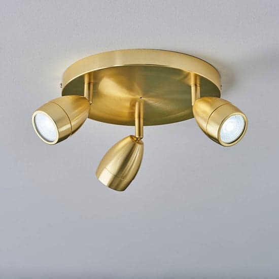Clovis 3 Lights Spotlight In Satin Brass With Glass Diffuser