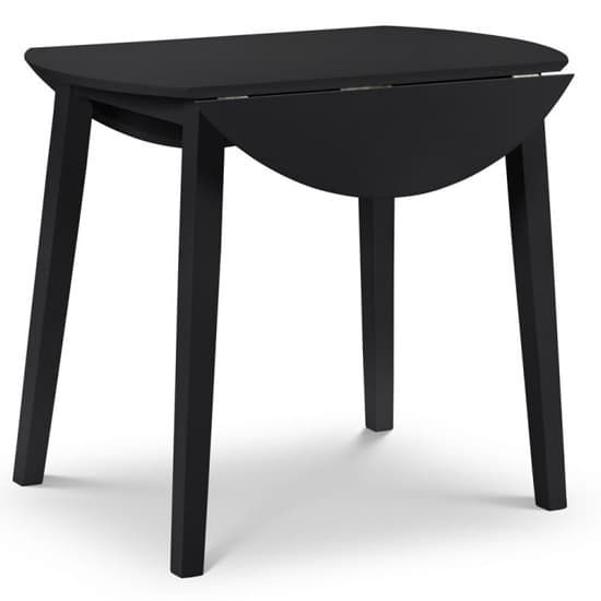 Calista Round Drop-Leaf Dining Table In Black With 4 Chairs_3