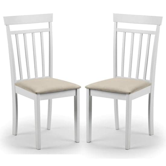 Calista White Wooden Dining Chairs With Ivory Seat In Pair_1