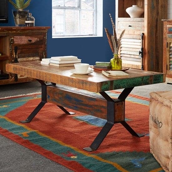 Coburg Wooden Coffee Table Rectangular In Reclaimed Wood