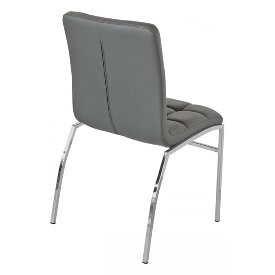 Coco Faux Leather Dining Chair In Grey With Chrome Legs_2