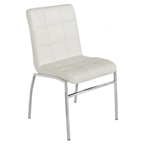 Coco Faux Leather Dining Chair In White With Chrome Legs_1