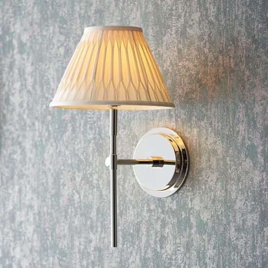 Cocoa And Chatsworth Ivory Shade Wall Light In Bright Nickel_2
