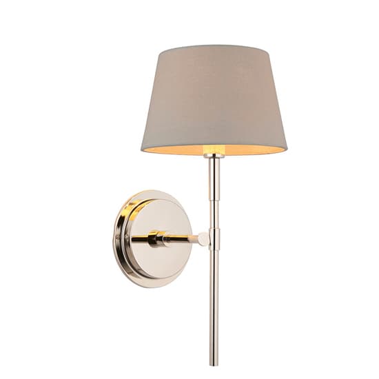 Cocoa And Cici Grey Tapered Shade Wall Light In Bright Nickel_4
