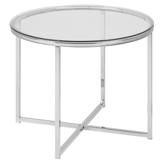 Coeur Clear Glass Side Table Round With Chrome Frame_2