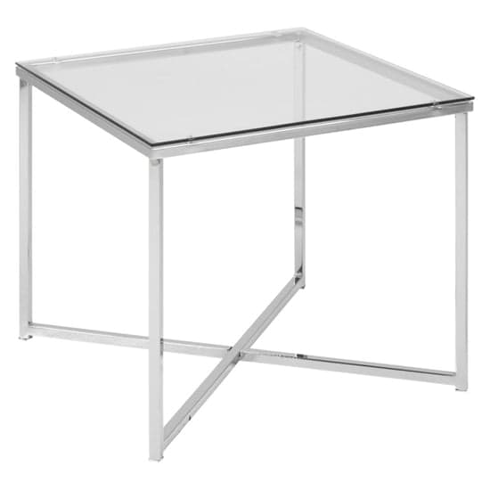 Coeur Clear Glass Side Table Square With Chrome Frame_2
