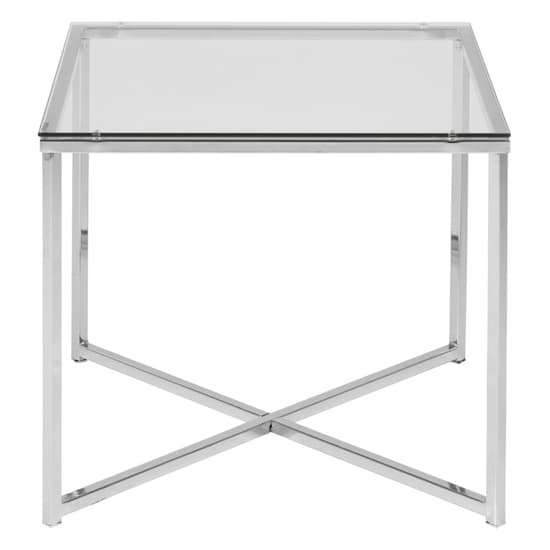 Coeur Clear Glass Side Table Square With Chrome Frame_3