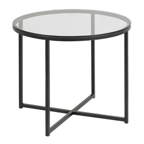 Coeur Round Smoked Glass Side Table With Black Base_2