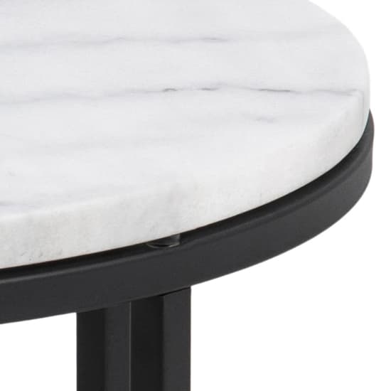 Coeur Round Marble Side Table In Guangxi White With Black Base_4