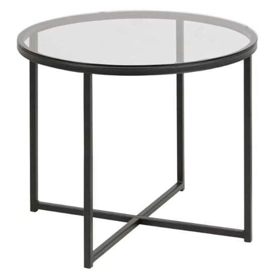 Coeur Smoked Glass Side Table Round With Black Frame_2