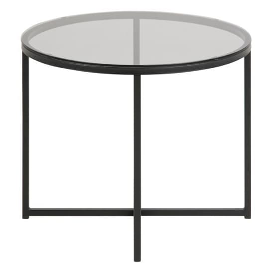 Coeur Smoked Glass Side Table Round With Black Frame_3