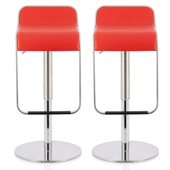 Cohasset Red Faux Leather Swivel Gas-Lift Bar Stools In Pair_1