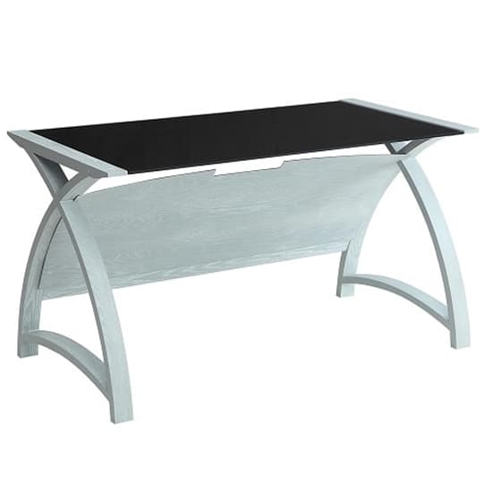 Cohen Curve Laptop Table In Black Glass Top And Grey Ash Furniture in