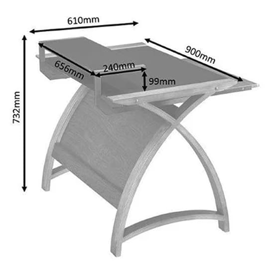 Cohen Small Curve White Glass Top Computer Desk In Grey Furniture in