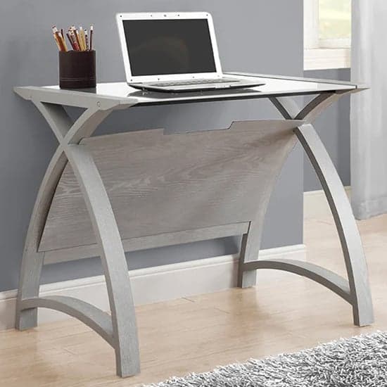Cohen Small Curve White Glass Top Laptop Desk In Grey_1
