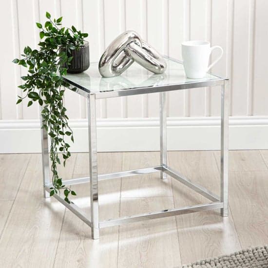 Colfax Glass End Table In White Marble Effect_1