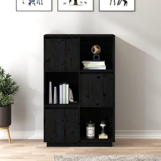 Colix Pine Wood Storage Cabinet With 3 Doors In Black_1
