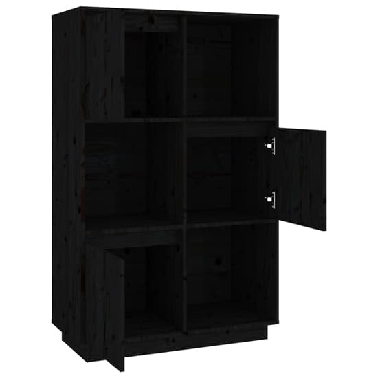 Colix Pine Wood Storage Cabinet With 3 Doors In Black_5