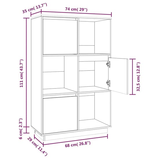 Colix Pine Wood Storage Cabinet With 3 Doors In Black_6