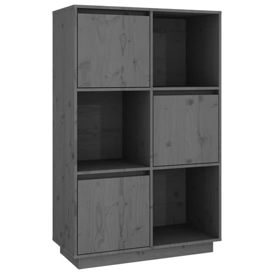 Colix Pine Wood Storage Cabinet With 3 Doors In Grey_3