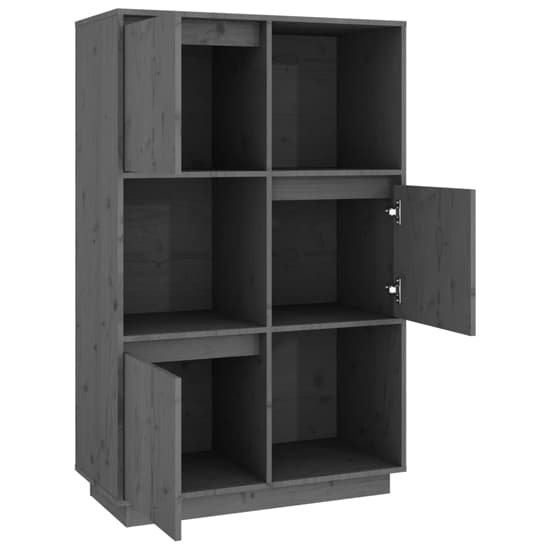 Colix Pine Wood Storage Cabinet With 3 Doors In Grey_5