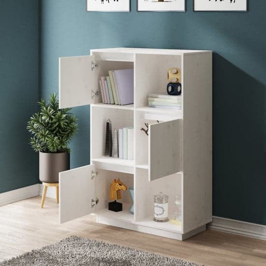 Colix Pine Wood Storage Cabinet With 3 Doors In White_2