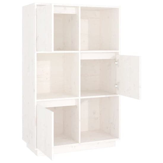 Colix Pine Wood Storage Cabinet With 3 Doors In White_5