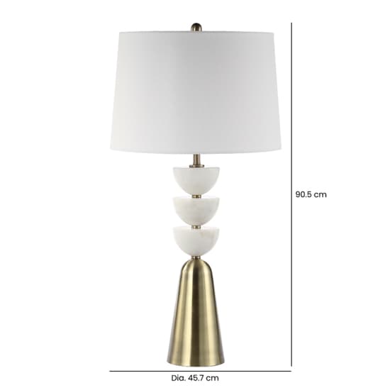 Cologne White Linen Shade Table Lamp With Antique Brass Metal Base_2