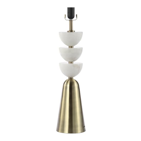Cologne White Linen Shade Table Lamp With Antique Brass Metal Base_4