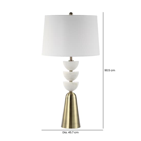 Cologne White Linen Shade Table Lamp With Antique Brass Metal Base_6
