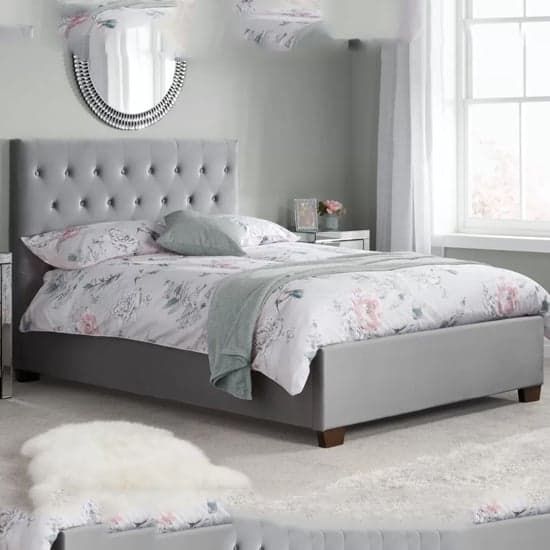 Colognes Fabric Double Bed In Grey_1