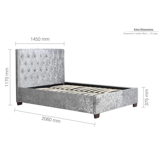 Colognes Fabric Double Bed In Steel Crushed Velvet_6