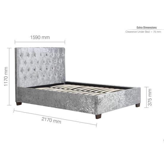 Colognes Fabric King Size Bed In Steel Crushed Velvet_6