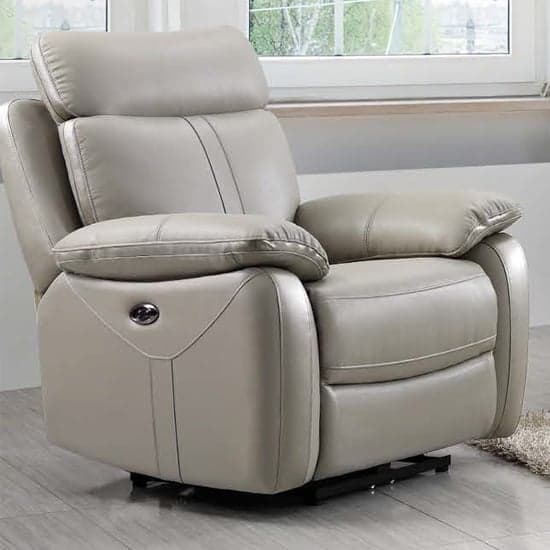 Colon Electric Leather 1 Seater Sofa In Light Grey_1