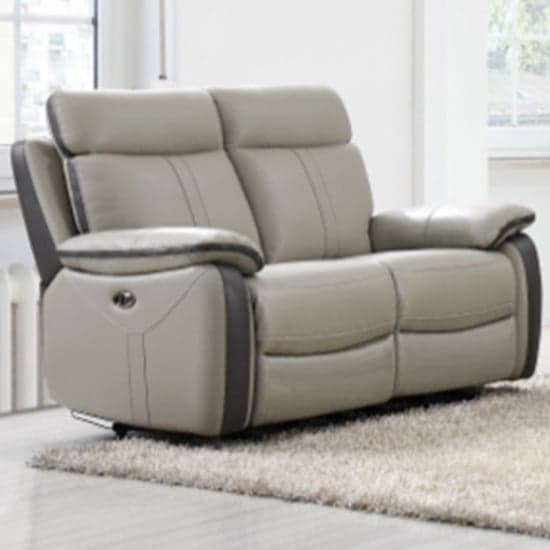 Colon Electric Leather 2 Seater Sofa In Dual Tone Light Grey_1