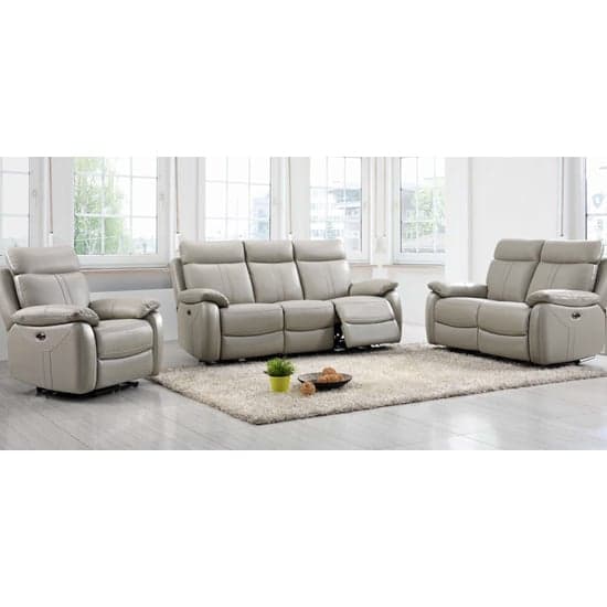 Colon Electric Leather 3+2 Sofa Set In Light Grey_2