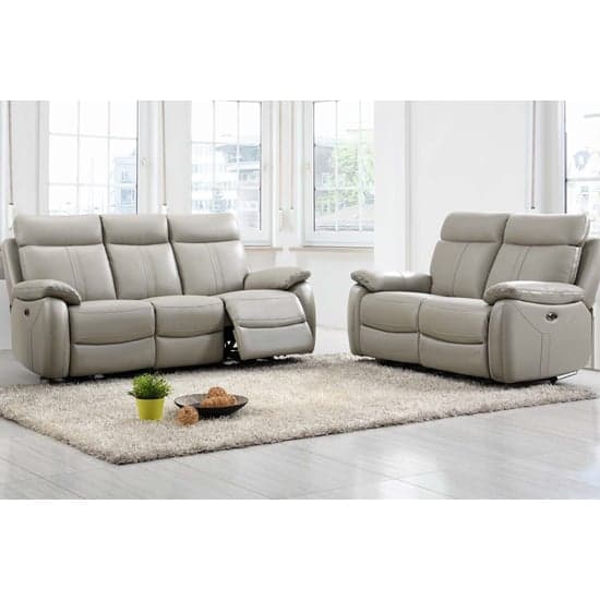 Colon Electric Leather 3+2 Sofa Set In Light Grey_1