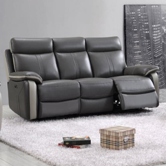Colon Electric Leather 3 Seater Sofa In Dual Tone Dark Grey_1