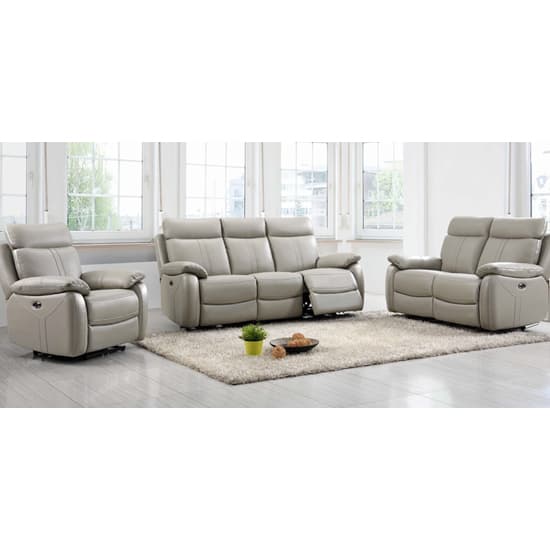 Colon Electric Leather 3 Seater Sofa In Light Grey_2