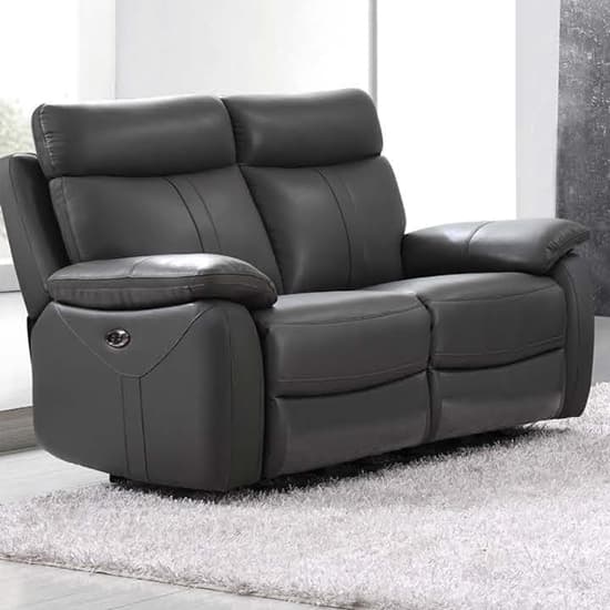 Colon Electric Leather Recliner 2 Seater Sofa In Dark Grey_1
