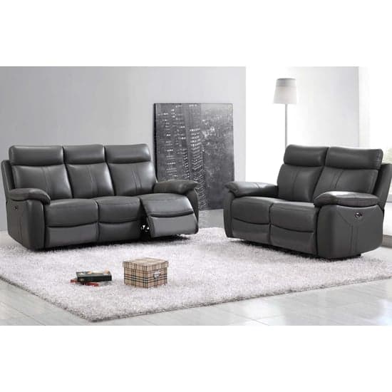Colon Electric Leather Recliner 3+2 Sofa Set In Dark Grey_1