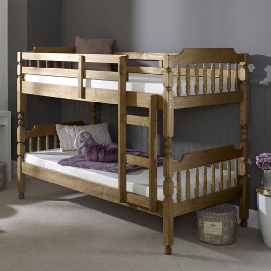 Colonial Wooden Single Bunk Bed In Waxed Pine_1