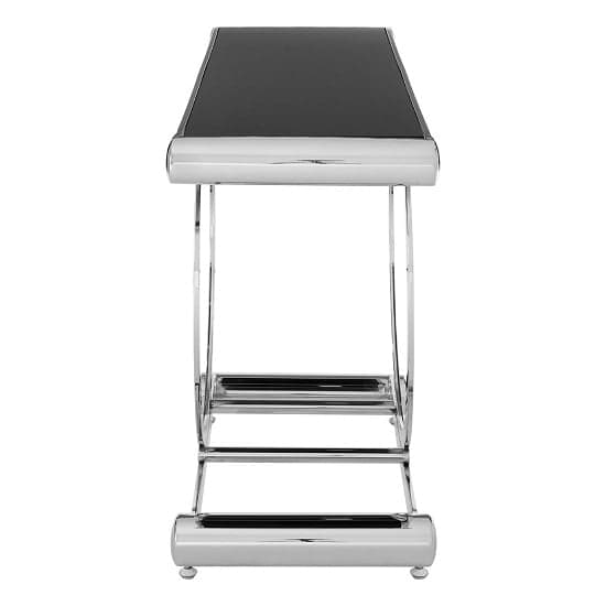 Columbus Black Glass Console Table With Polished Silver Frame_2