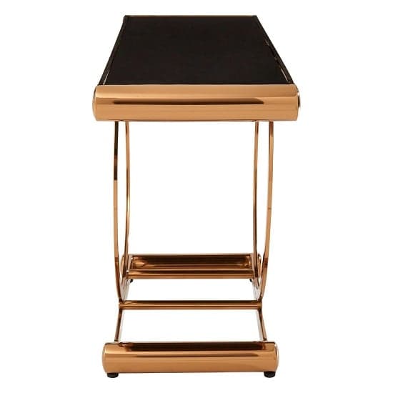 Columbus Black Glass Console Table With Rose Gold Frame_2